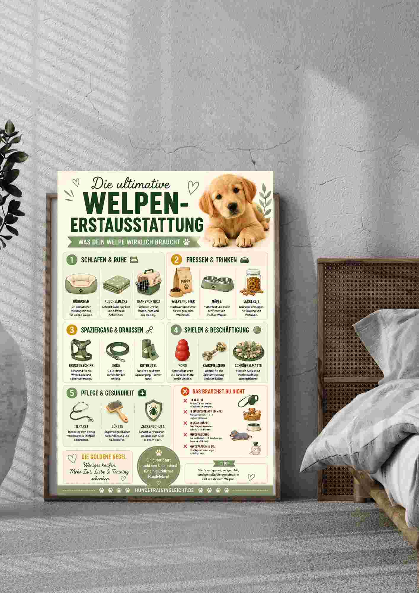 Welpen Erstausstattung Poster