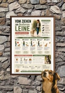 vom ziehen zu lockeren leine Infografik mit Hund tipps und schritt für schritt erklärt