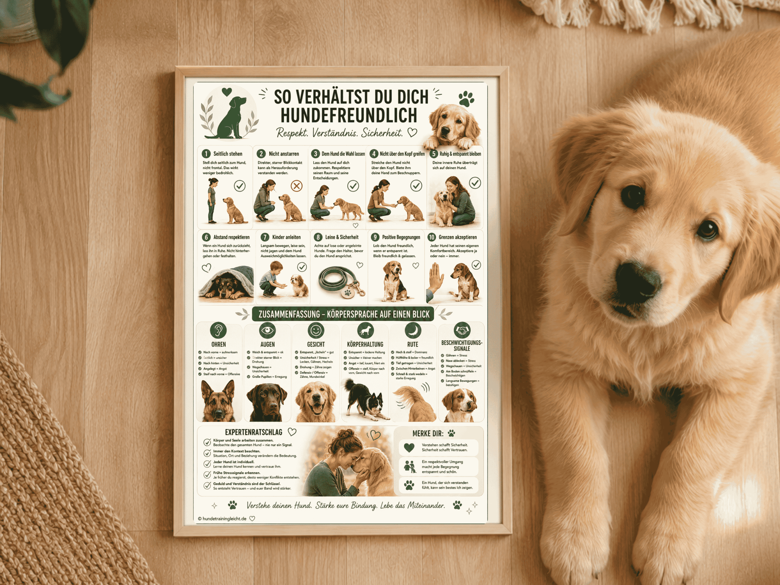 Körpersprache Hund verstehen – Infografik Übersicht