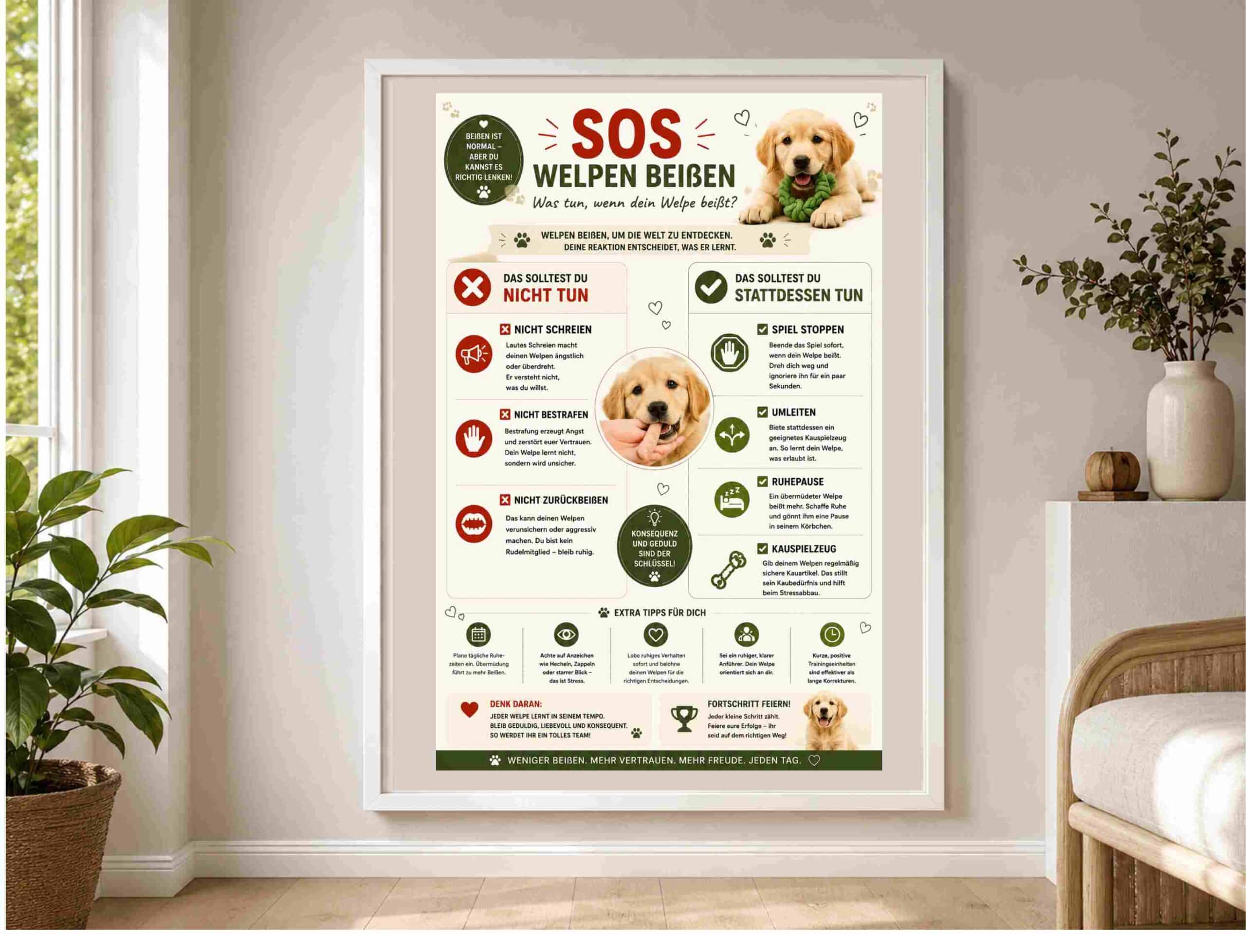 SOS Welpe beißt – Sofortmaßnahmen Infografik