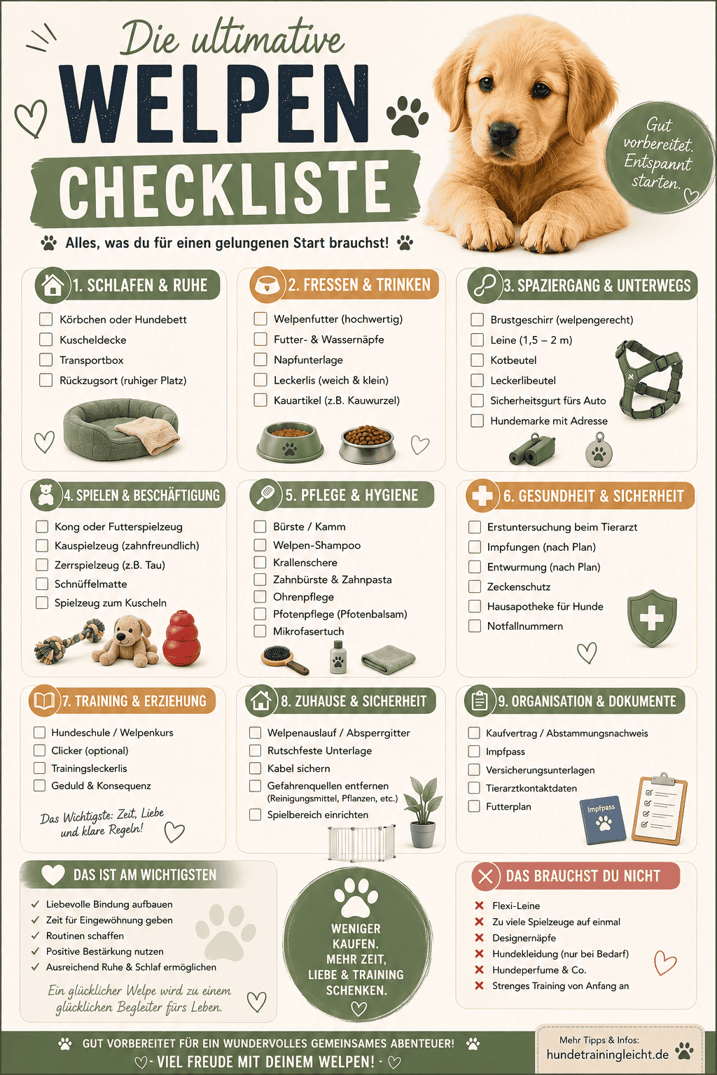Welpen Erstausstattung Checkliste Poster – alle Produkte