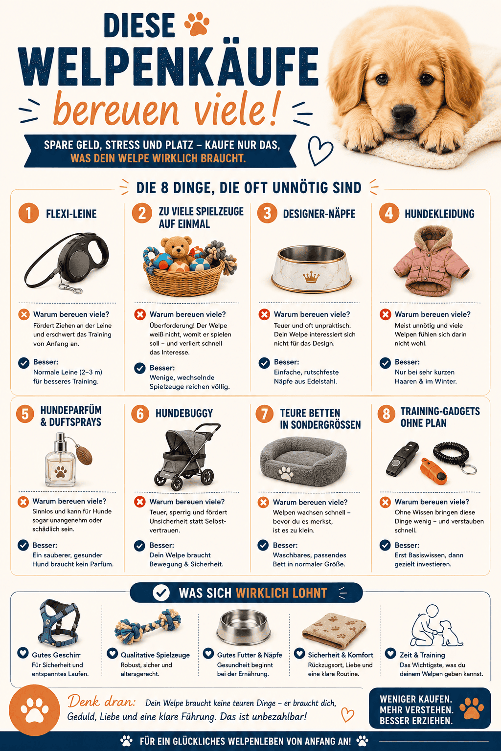 Welpen Erstausstattung Poster – Futter und Pflege