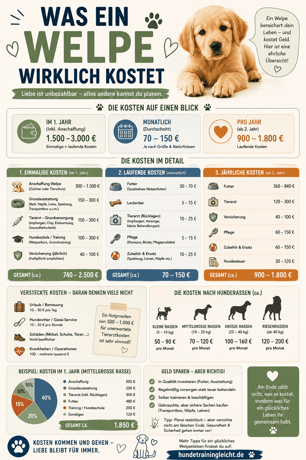 Welpen Erstausstattung Poster – Spaziergang und Training