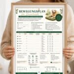 Senior dog exercise plan poster featuring a weekly schedule, activity guidelines, and health tips for older dogs.