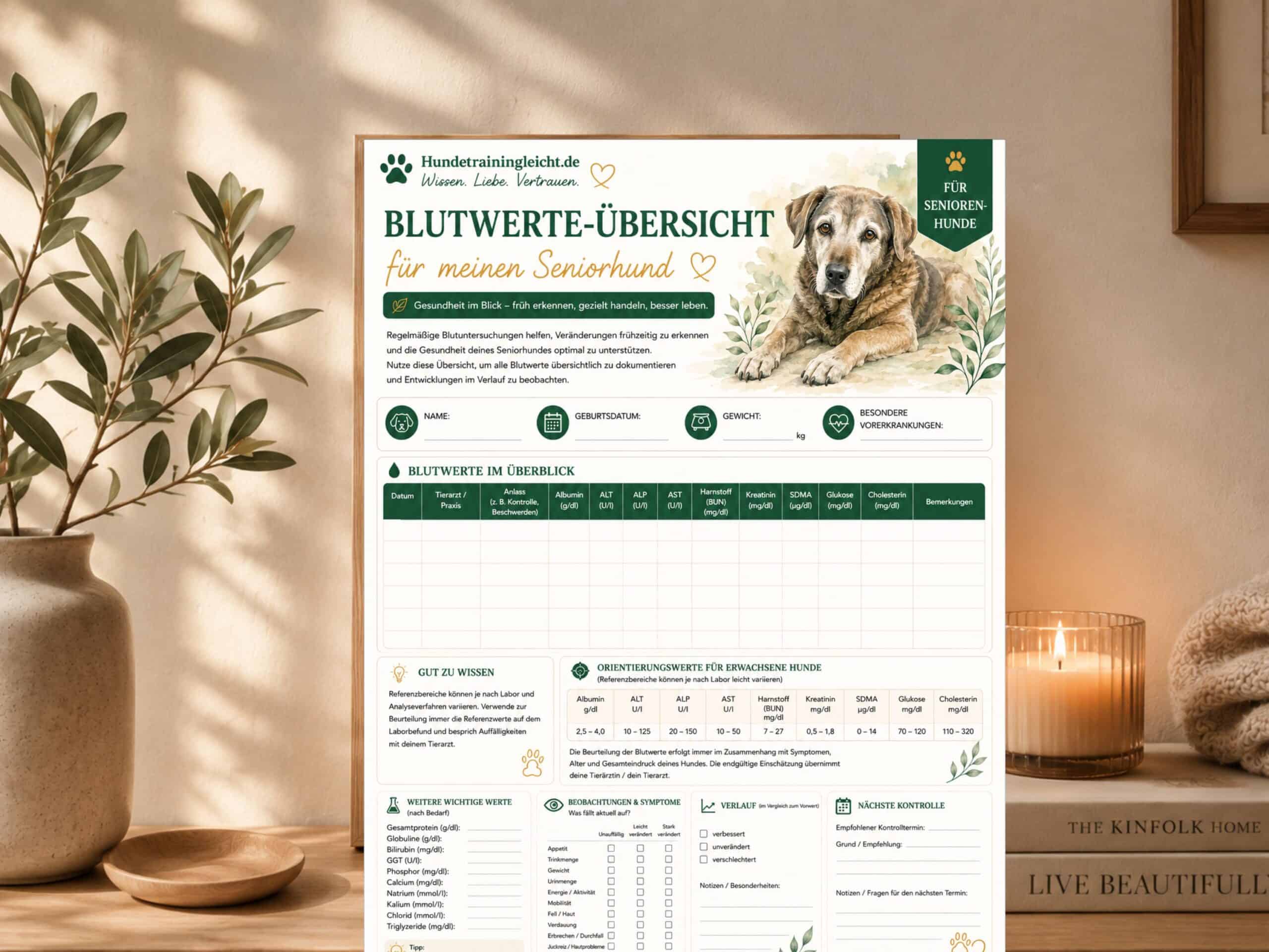 Blutwerte-Übersicht für Senioren-Hunde