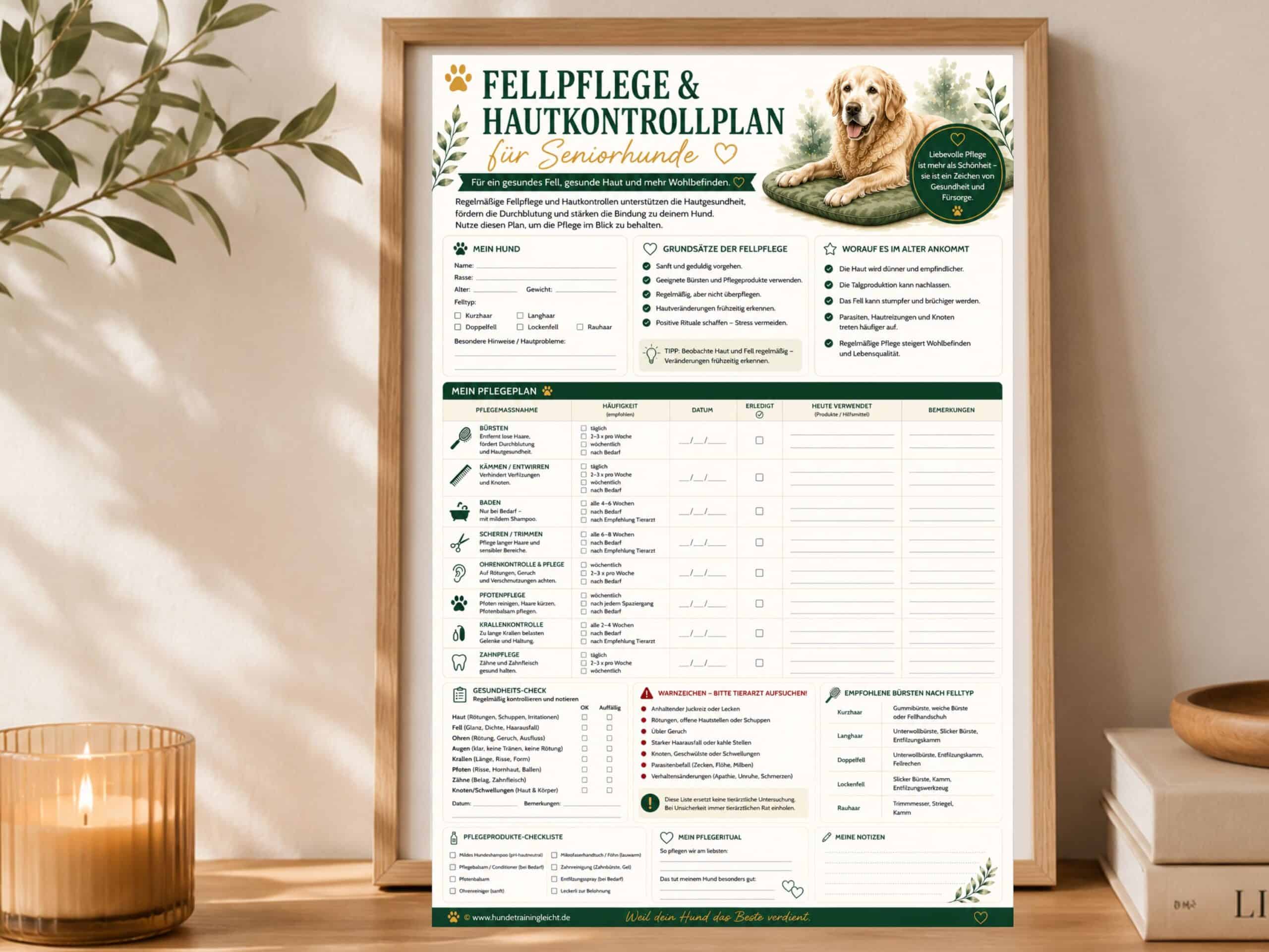Fellpflege & Hautkontrollplan für Senioren-Hunde