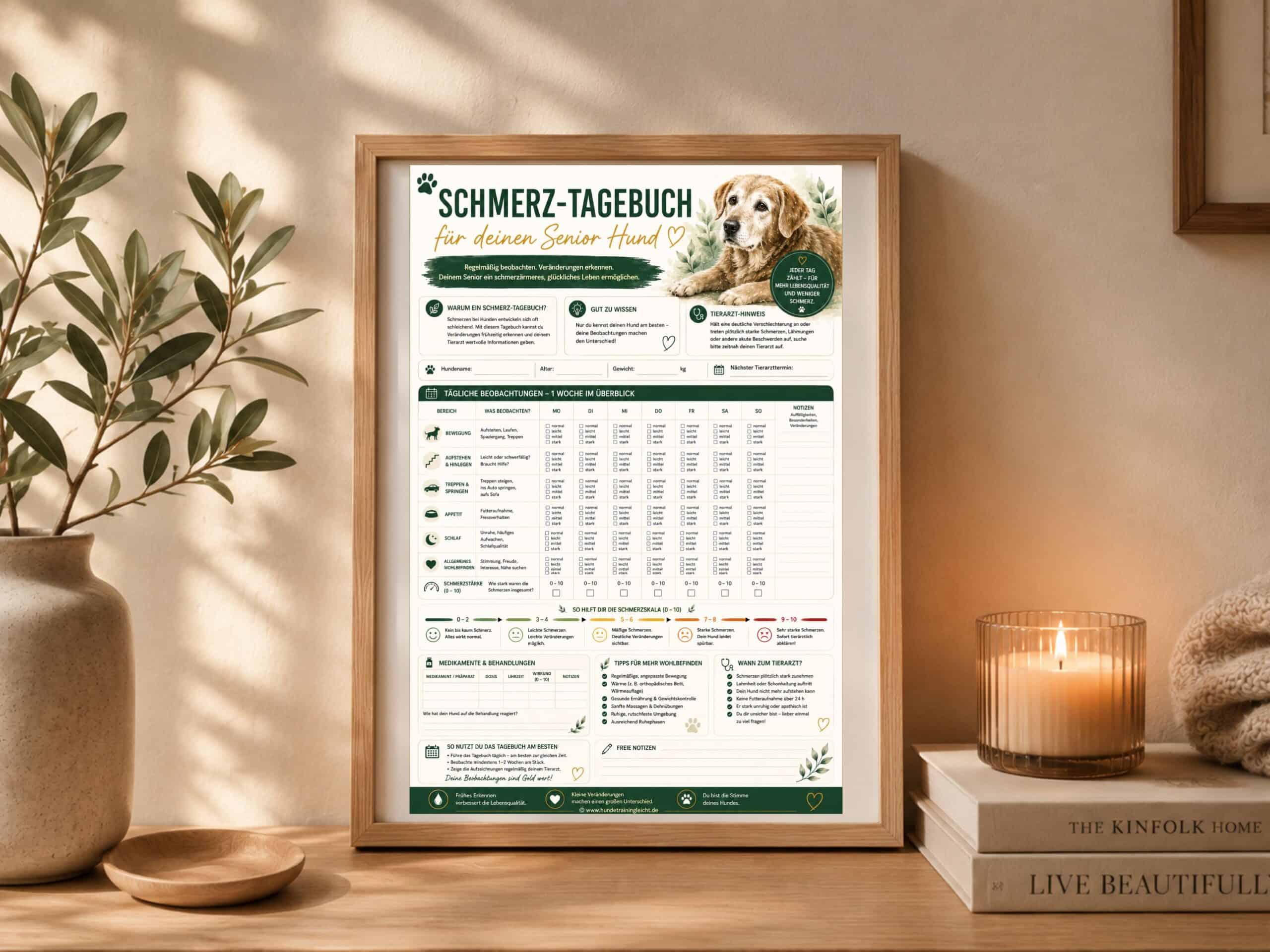 Schmerz-Tagebuch für Senioren-Hunde