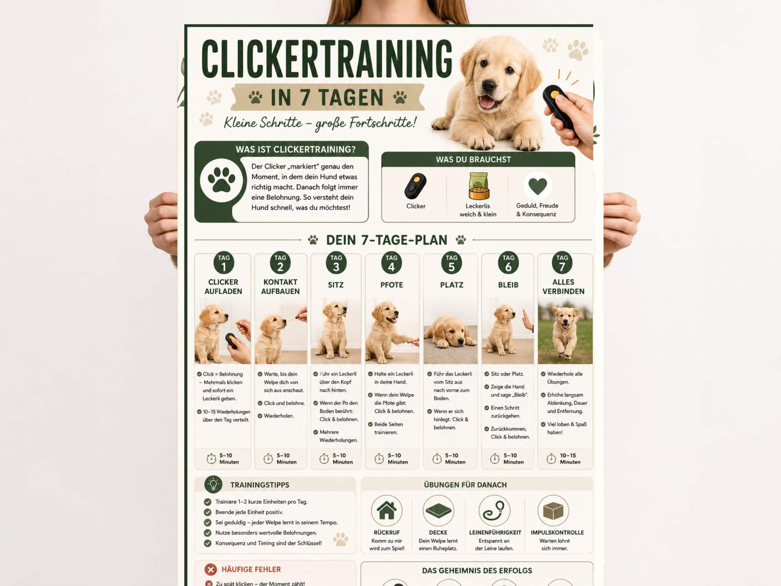Clickertraining Übungen Poster Welpen