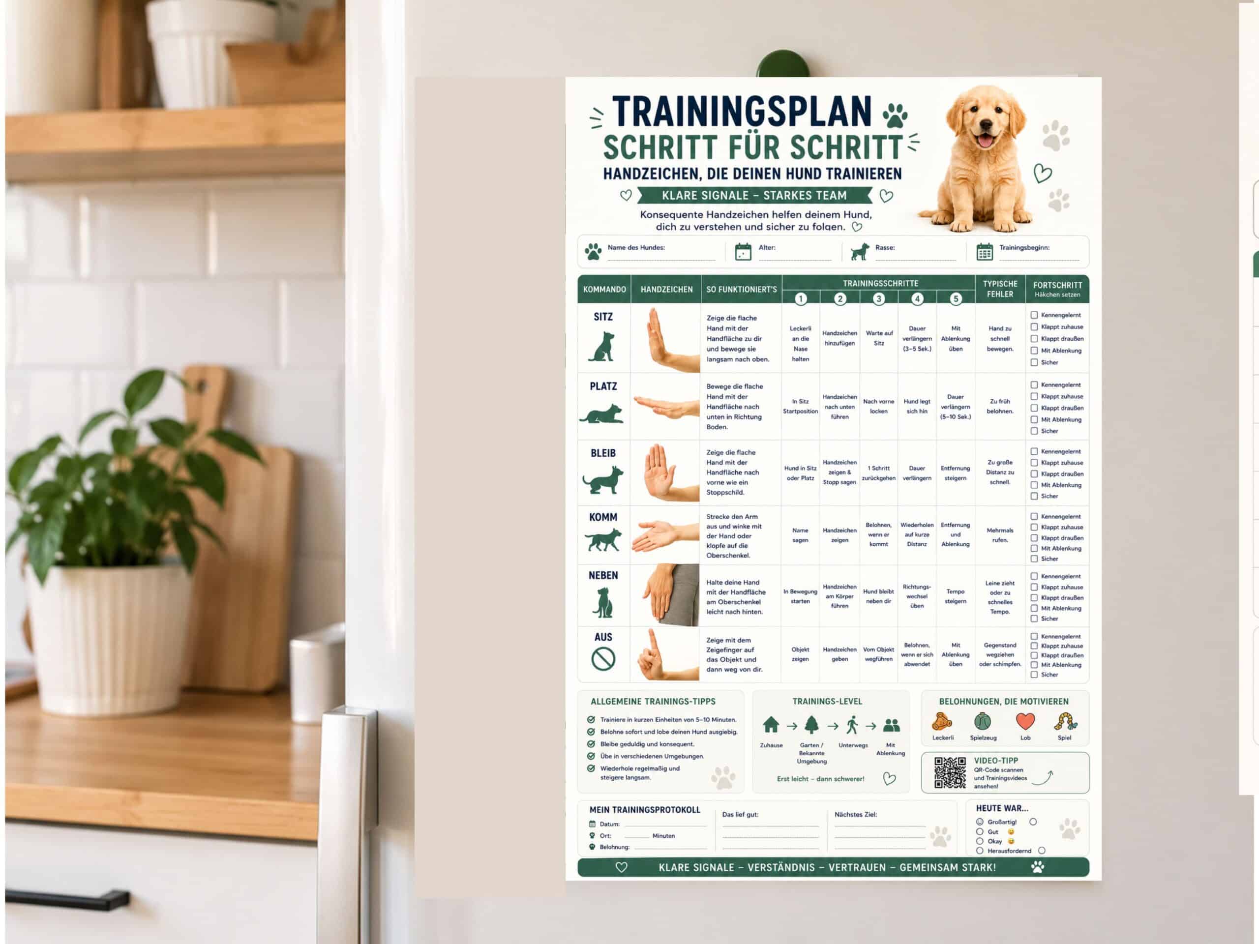 Trainingsplan Handzeichen Poster