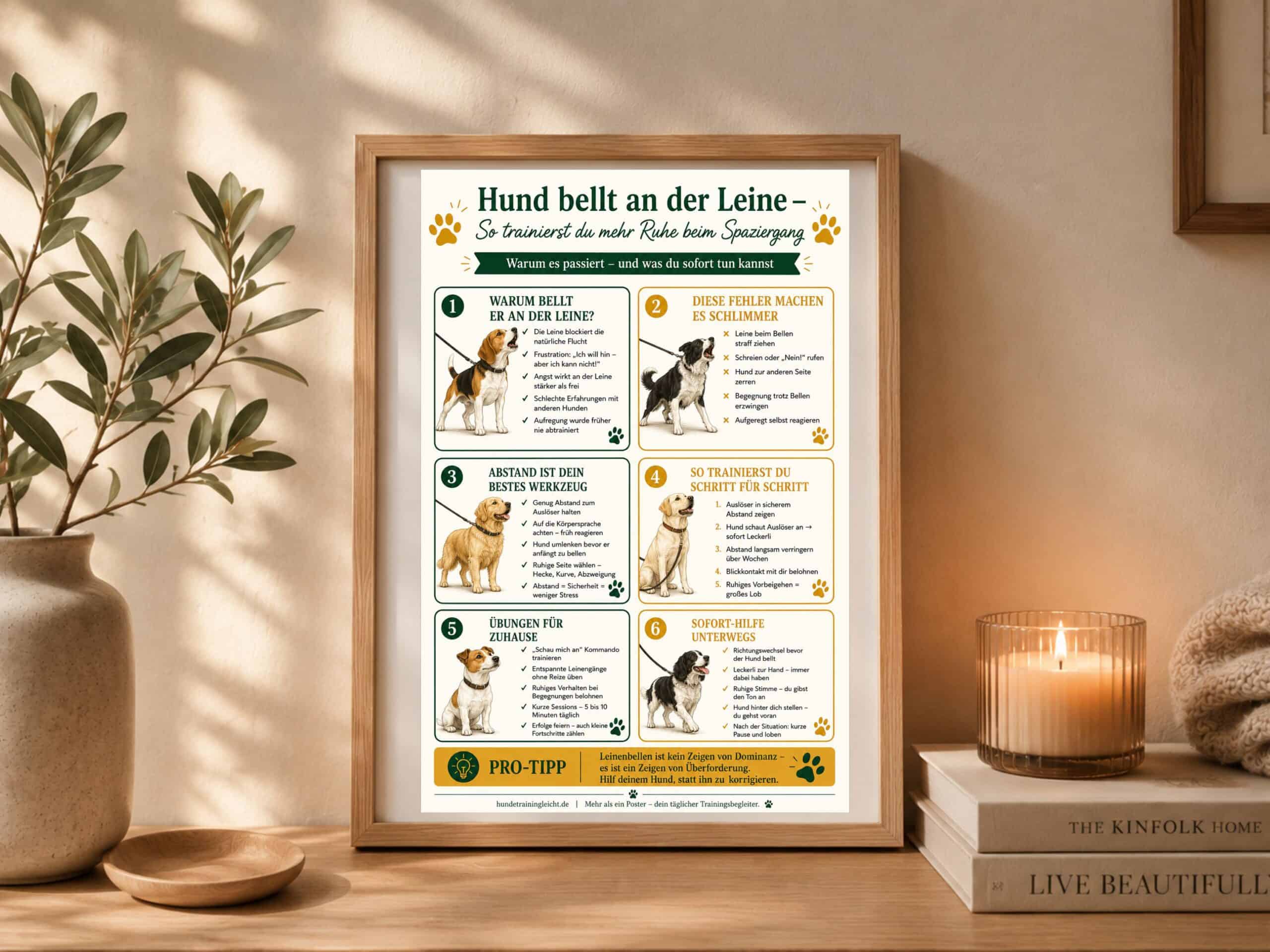 Hund bellt an der Leine Poster