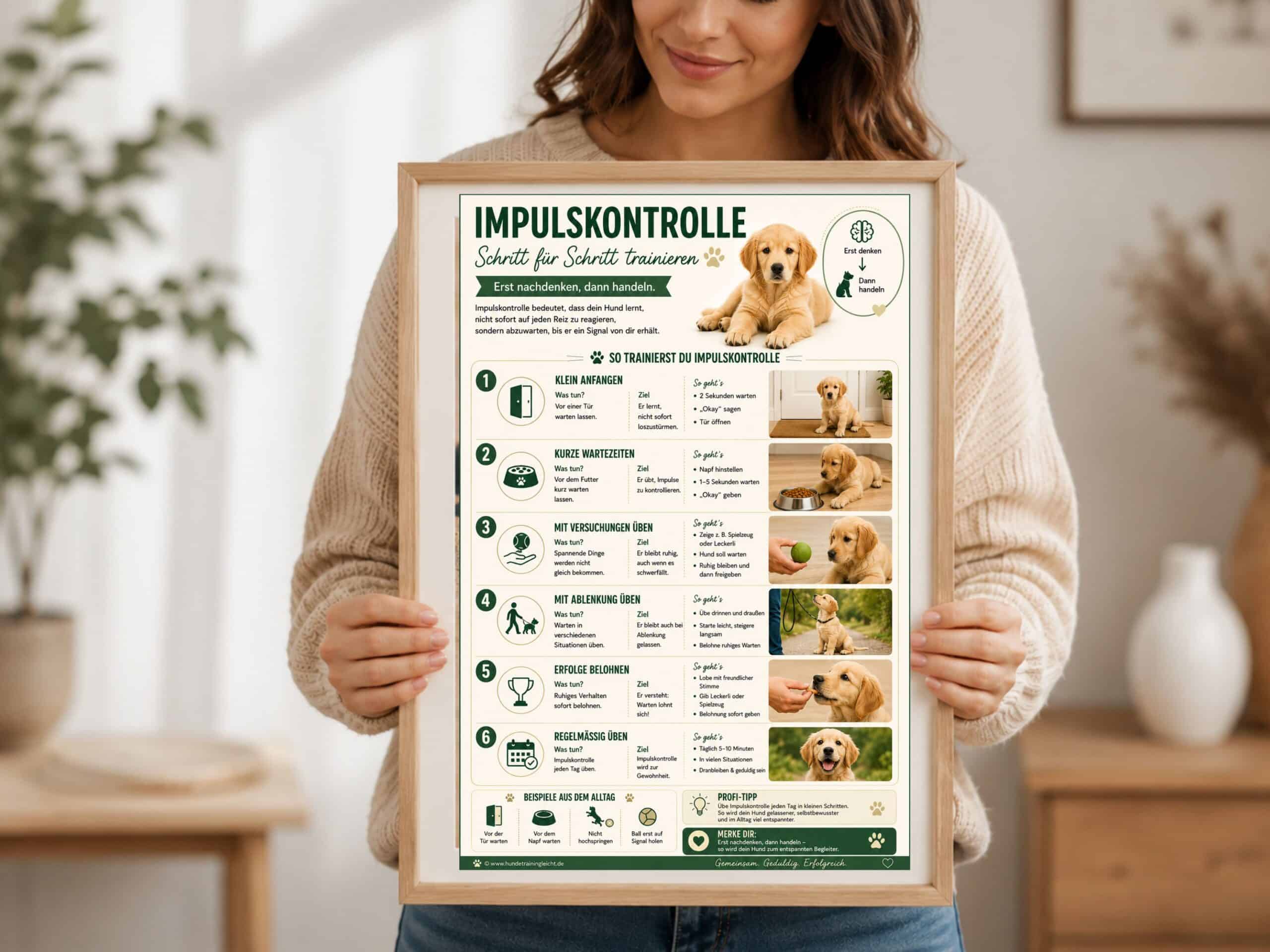 Impulskontrolle beim Hund Schritt für Schritt trainieren – Infografik
