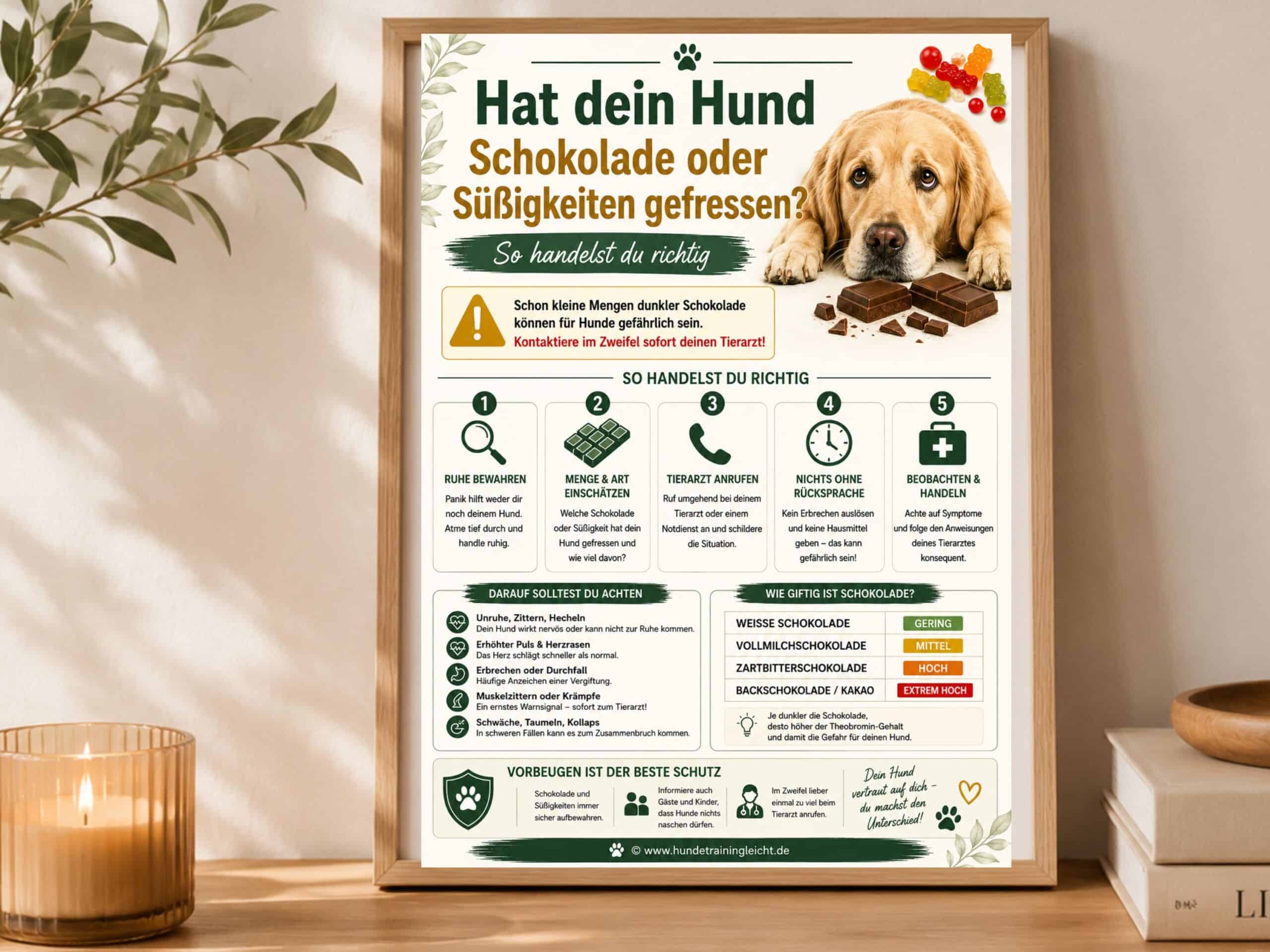 Hat dein Hund Schokolade oder Süßigkeiten gefressen?