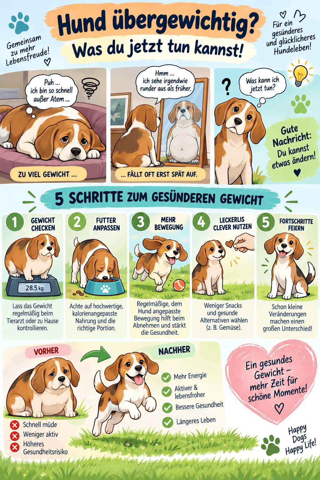 Hund übergewichtig – was du jetzt tun kannst – Infografik